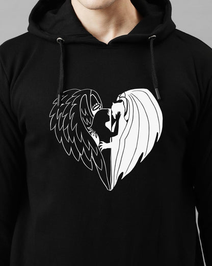 ADRO Men's Cotton Neck Hooded Sweatshirt (H24-DEVI-BL_Black