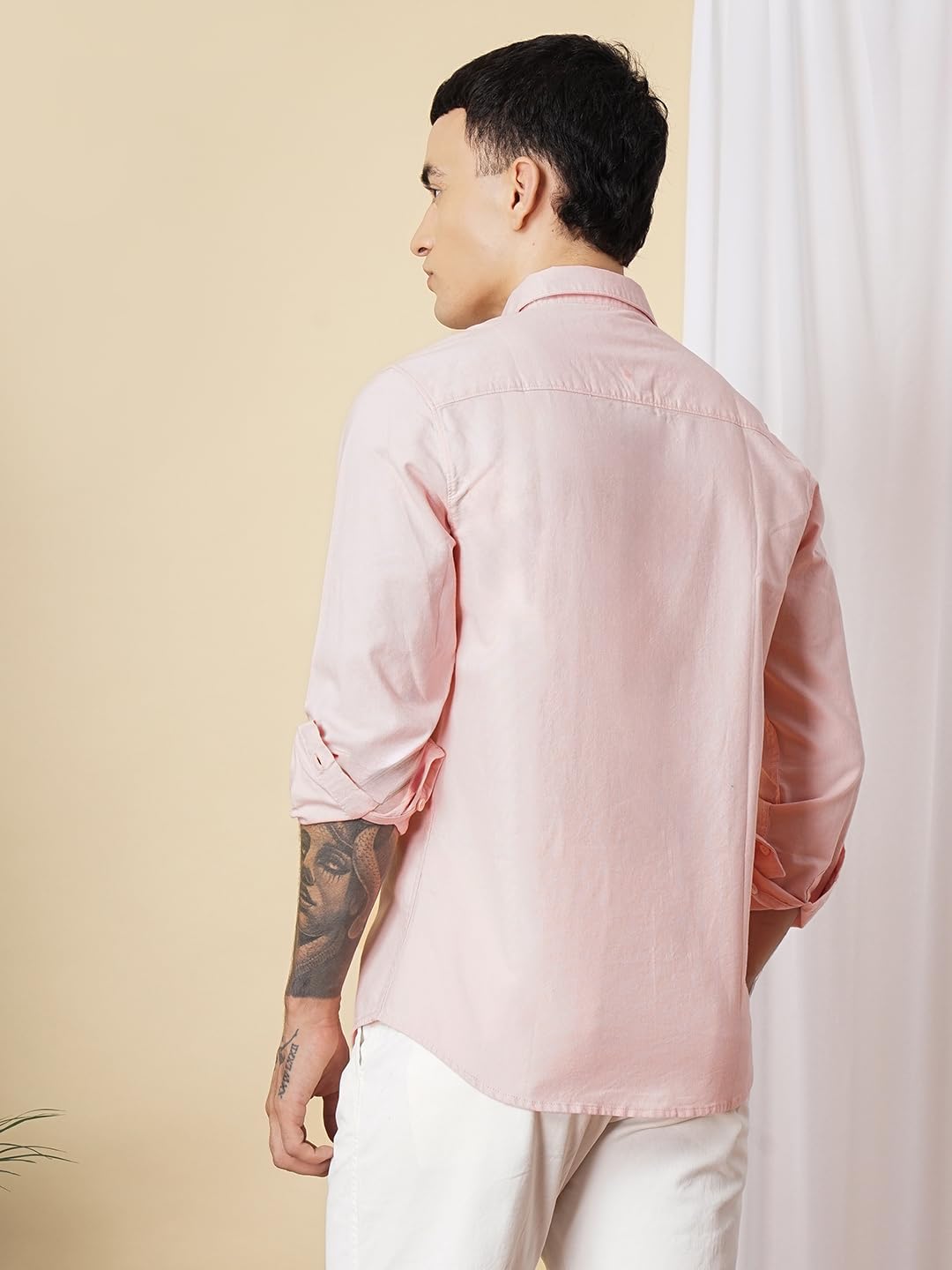 The Indian Garage Co Men Pink Placement Printed Slim Fit Cotton Casual Shirt