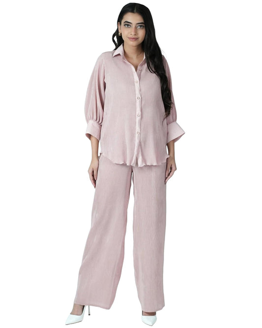 GoSriKi Womens Rayon Viscose Full Sleeves Solid Co-Ord Set (EKISHA Baby Pink-GS_XXL_Baby Pink_XX-Large)