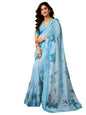 Satrani WomenS Linen Zari Border Printed Ready To Wear One Minute Pre Pleated Readymade Saree With Unstitched Blouse Piece (34R