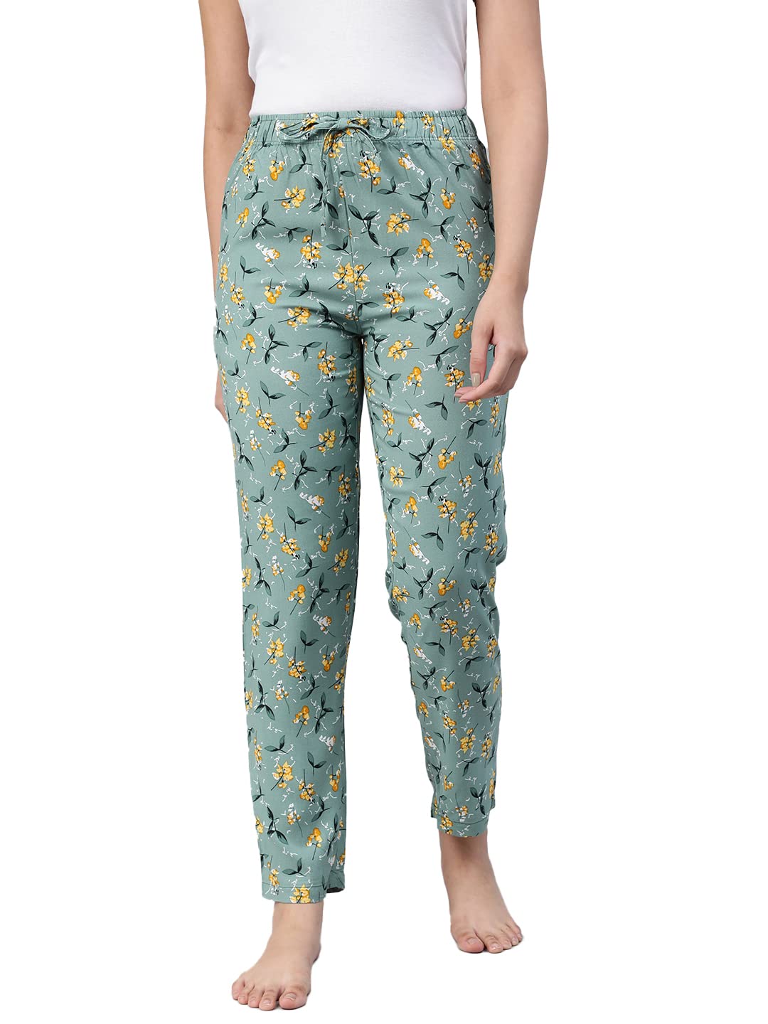 Lyra WomnS Printed Rayon Pyjama With Zipper Pocket