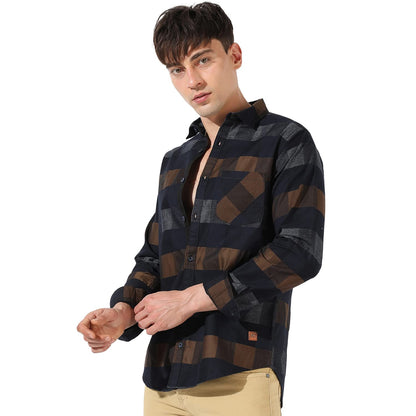 Campus Sutra Mens Multicolour Checkered Collared Button Up Shirt for Casual Wear | Shirt Crafted with Regular Sleeve, Comfort F