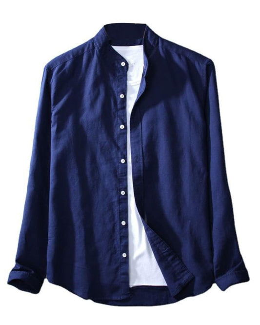 Rebelify MenS Cotton Blend Shirt With Full Sleeves Spread Collar Solid Pattern Botton Down Closure Relaxed Fit And Standard Len