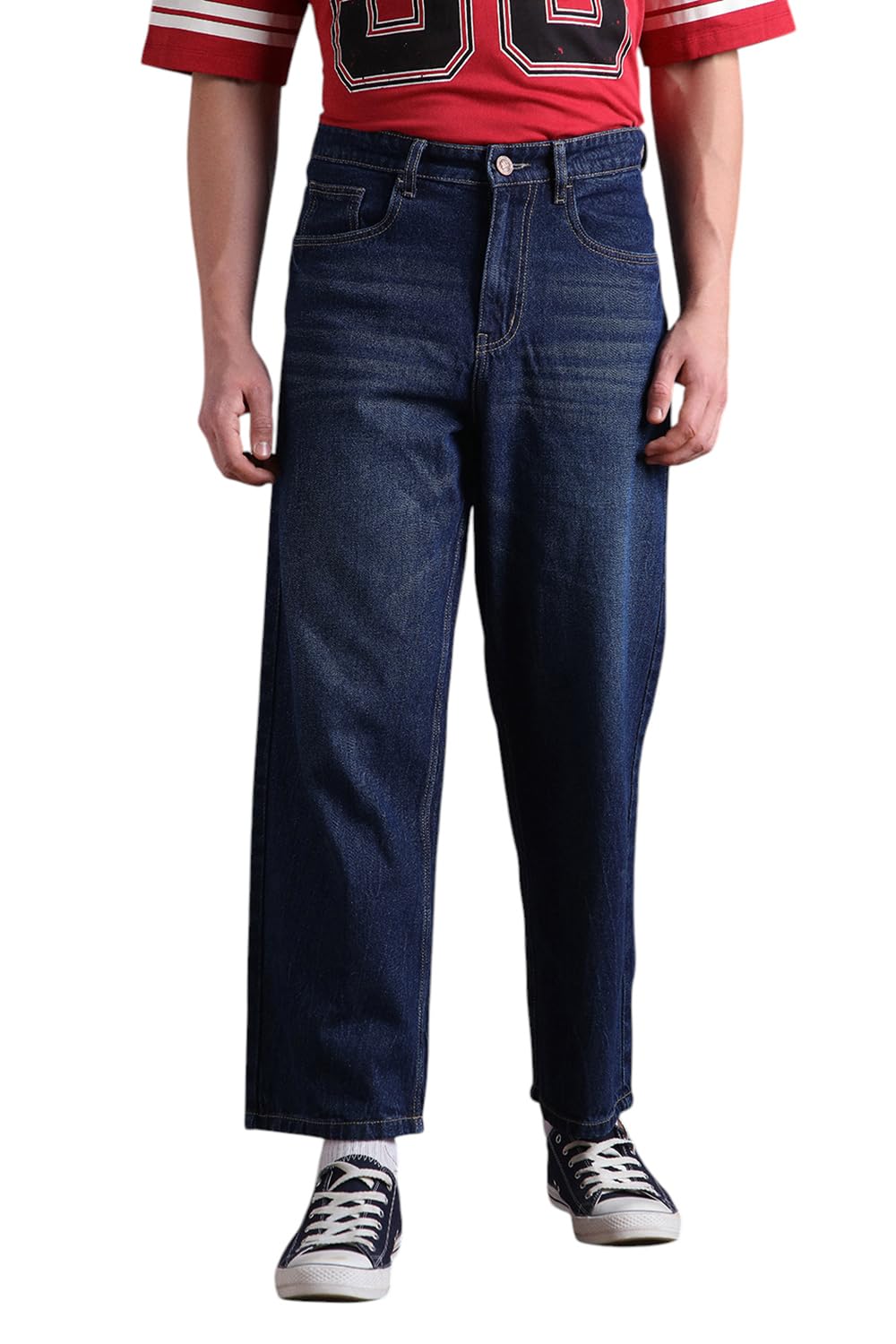 Hubberholme Men Cotton Washed Baggy Mid-Rise Jeans 14