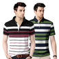 Noble Monk MenS Regular Fit Polo Neck T-Shirt | Half Sleeve | Stripe On Chest | Collared Neck Tshirt For Men