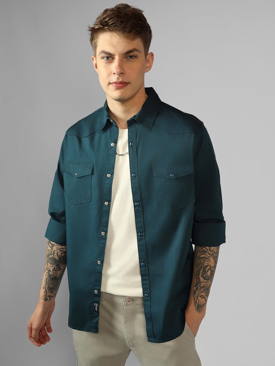 Dennis Lingo MenS| Teal| Full Sleeve| Spread Collar| Solid| Regular Fit| Casual Shirt