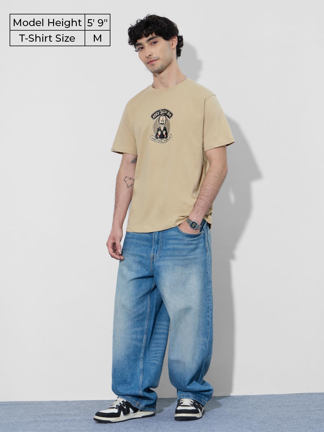 The Souled Store Golmaal 3: Vasooli Bhai Men and Boys Short Sleeves Round Neck Beige Graphic Printed Cotton Relaxed Fit T-Shirts