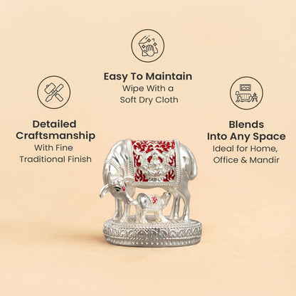 Astrotalk Kamdhenu Cow with Calf Murti (3x3.5 Inch) | Divine Symbol for Abundance & Prosperity | Sacred Vastu & Pooja Idol | Home Decor for Living Room & Office Desk | Good Luck Gift for Man & Woman