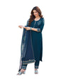 Sanisa WomenS Cotton Blend Sequence Embroidery Work Straight Kurta With Pant And Foil Printed Gota Lace Work Dupatta (137Kbd147