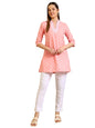 Aurelia Women's Pink Thread Embroidered Cotton Blend Straight Kurti (Size: S)-A30544-705483
