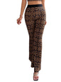 AVANOVA Womens & Girls Brown Geo Print Dress Pants Stretchy Work Slacks Business Casual Office Bell-Bottom/Boot-Cut Elastic Wai