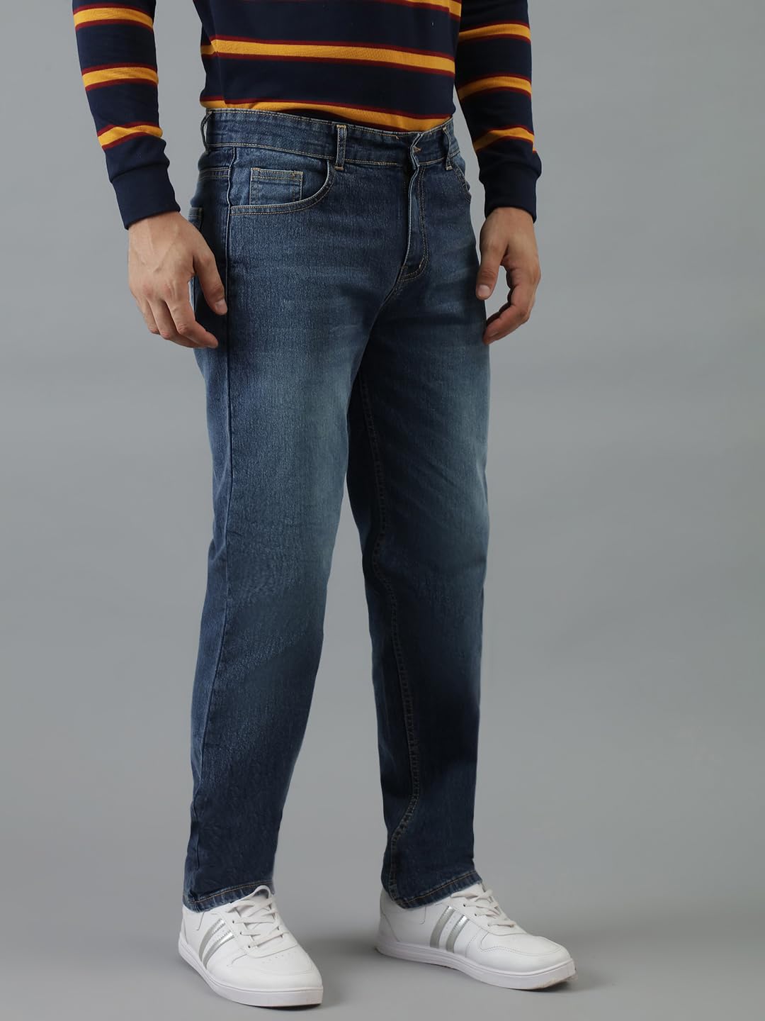 Kotty MenS Slim Fit Mid Rise Dark Blue Jeans