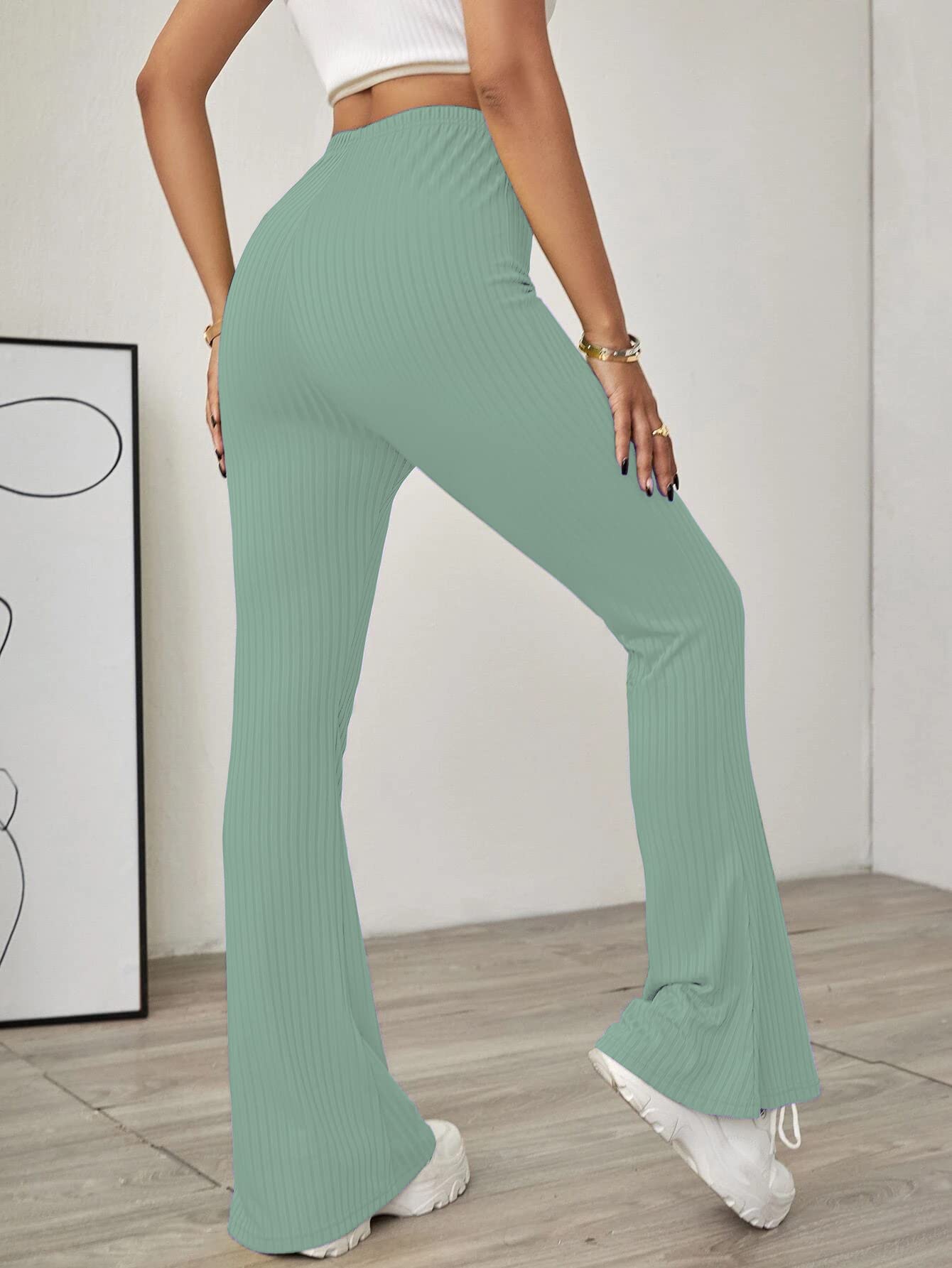 Shasmi Light Teal Womens Yoga Dress Pants Stretchy Work Slacks Business Casual Office Flare Bell-Bottom/Boot-Cut Elastic Waist