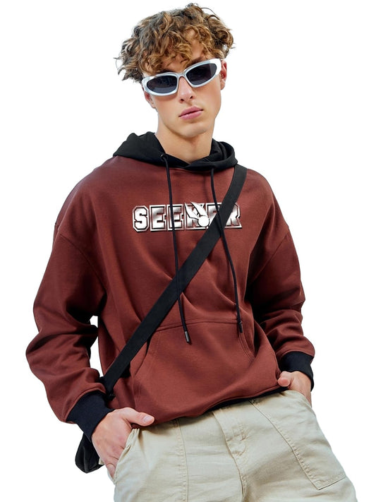 Bewakoof Official Harry Potter Merchandise Mens Graphic Printed Oversized Hoodies_ 625614_Maroon_L