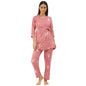 Sweet Dreams Women Printed Rayon 3 Piece Pyjama Set Pink