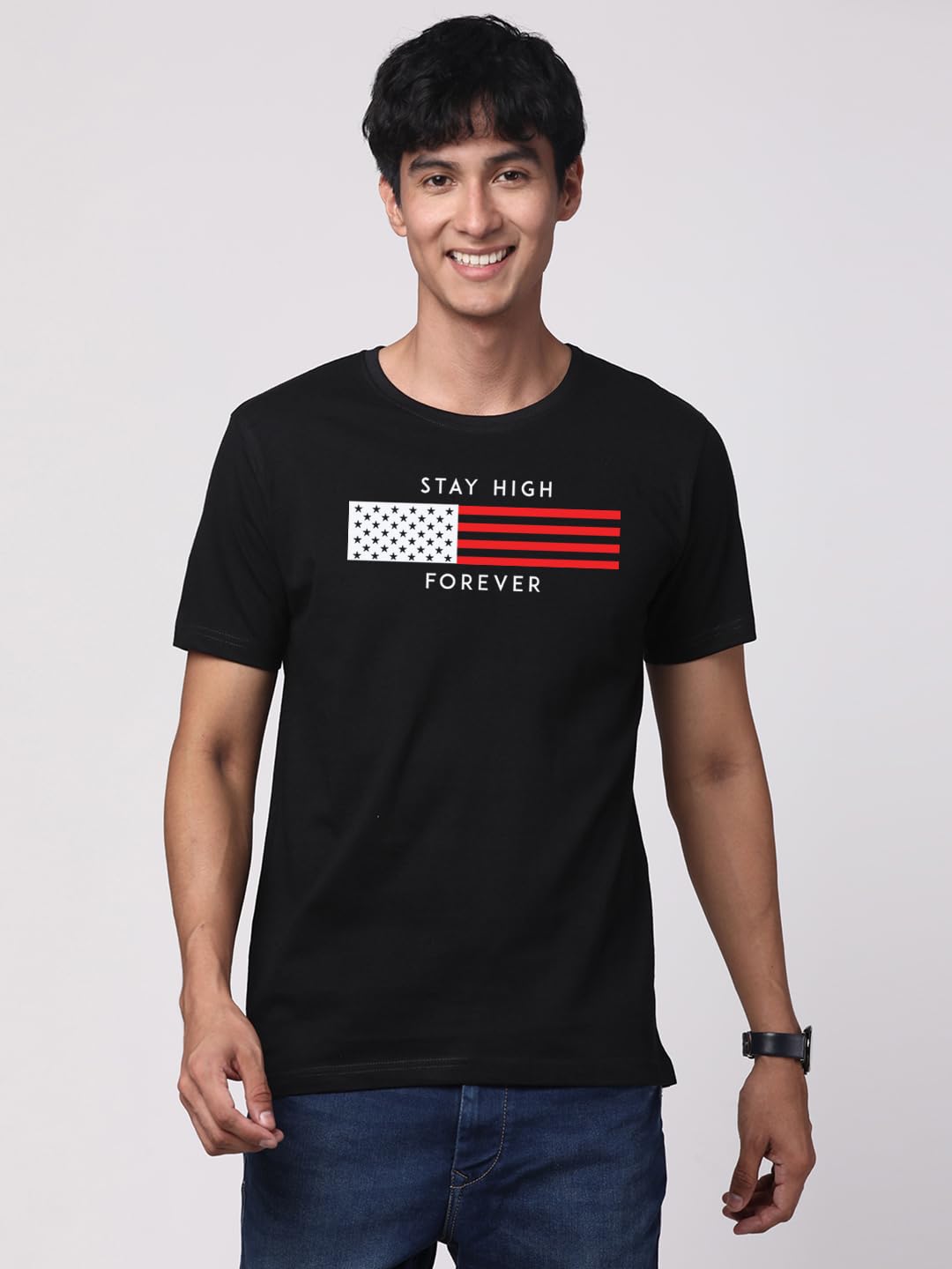 ADRO Mens Flag Printed Cotton T-Shirt_RN24-L2-FLAG-BL