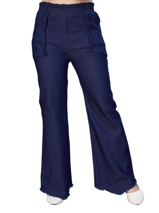 Aarika Girls Casual Wear Navy Blue Colour Solid Denim Palazzo (12-16 Years)