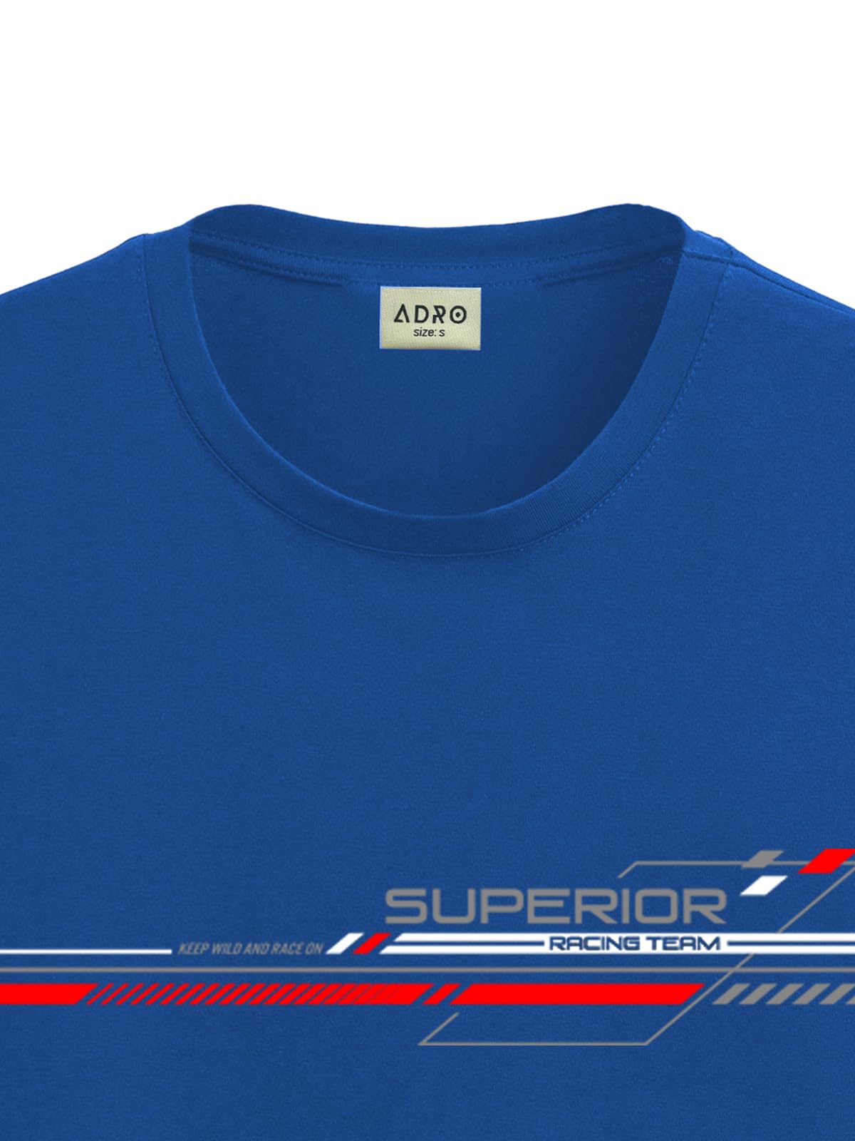 ADRO Men's Graphic Printed 100% Cotton T-Shirt - Regular Fit, Printed T-Shirts for Men (RN24-RAC-RB_Royal Blue)