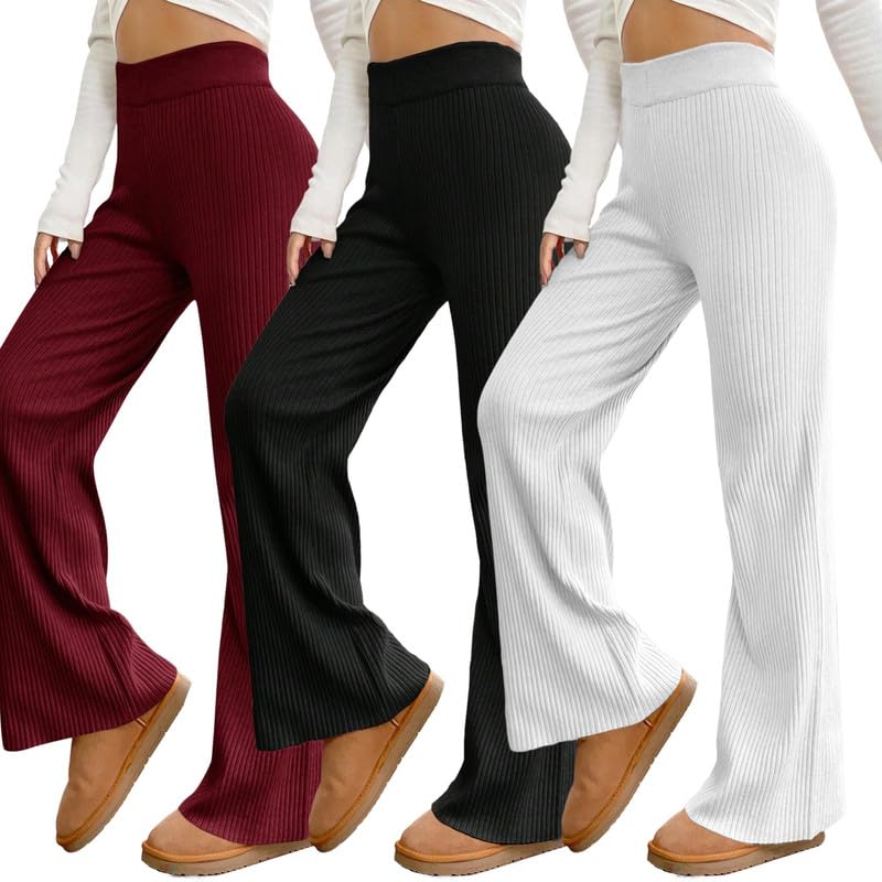 Tee Projekt Regular Fit Trouser for Women & Girls l Casual Summer Trouser l Cotton Blend Loose Fit Trousers (Pack of 3)