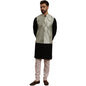 SOJANYA (Since 1958 Men's Cotton Black Kurta and White Pyjama With SeaGreen Silk Nehru Jacket