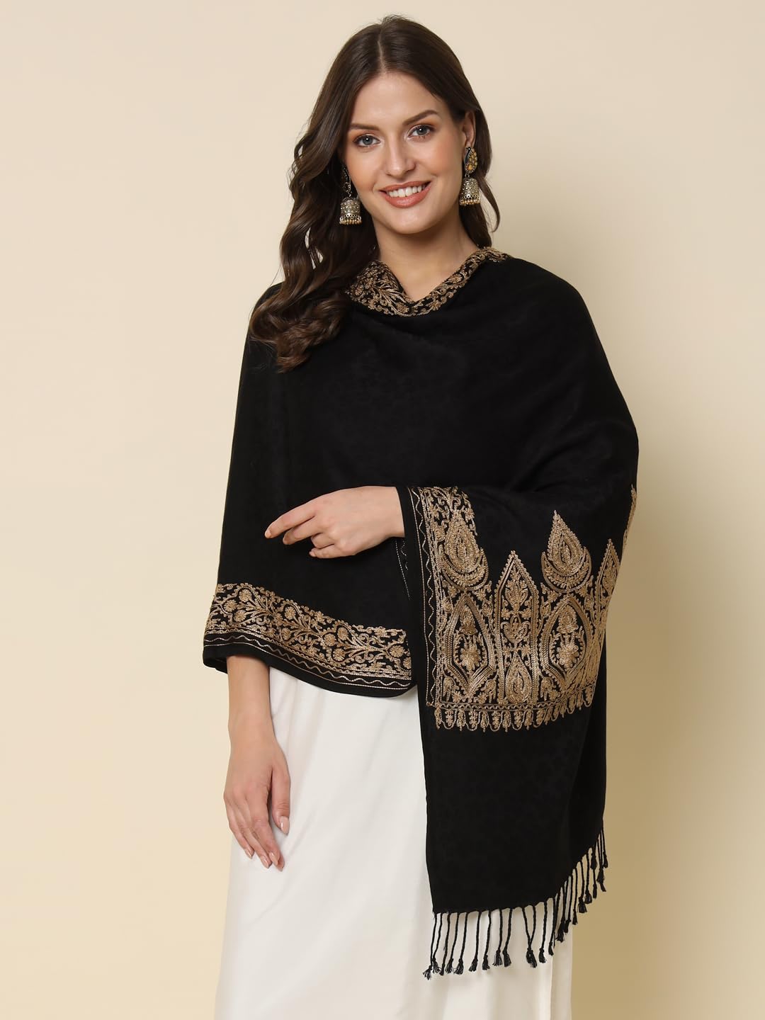 Pashmoda Women Zarbaft Embroidered Stole (Size 71X203 CM)