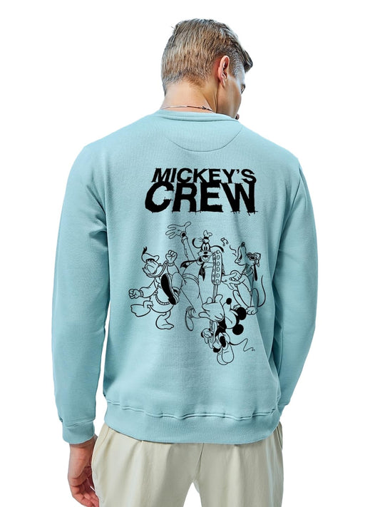 Bewakoof Official Disney Merchandise Mens Graphic Print Regular Fit Full Sleeve Round Neck Fleece Sweatshirt_625425_Green_XL