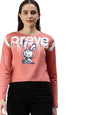 Juneberry Pure Cotton Soap Nut Graphic Forever Printed Full Sleeve Round Neck Crop-Top For Women