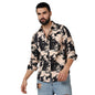 Campus Sutra Mens Beige & Black Paint Strokes Shirt for Casual Wear | Spread Collar | Long Sleeve | Button Closure | Shirt Craf