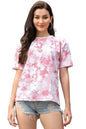 OM SAI LATEST CREATION Womens Lycra Casual Flower Printed Half Sleeve Western Top for Women/Girls Night wear Top (X-Small, Pink