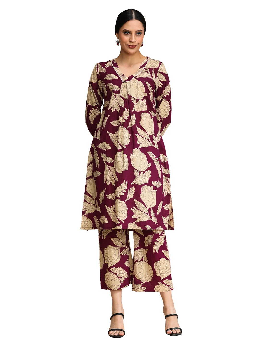 Varanga Floral Printed Puff Sleeve Kurta With Trouser