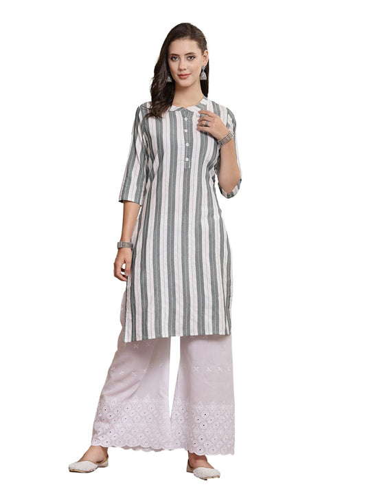 Stylum Women's Self Designed Cotton Blend Straight Kurta (URVASHI_Grey)
