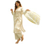 ANNI DESIGNER Women's Cotton Blend Floral Printed Straight Kurta with Palazzos & Dupatta (Ghost-Off-White)