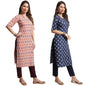Pinkmint WomenS Crepe Kurta Pant Set Kurta Set Regular Wear Kurta Pant(Pack Of 2)