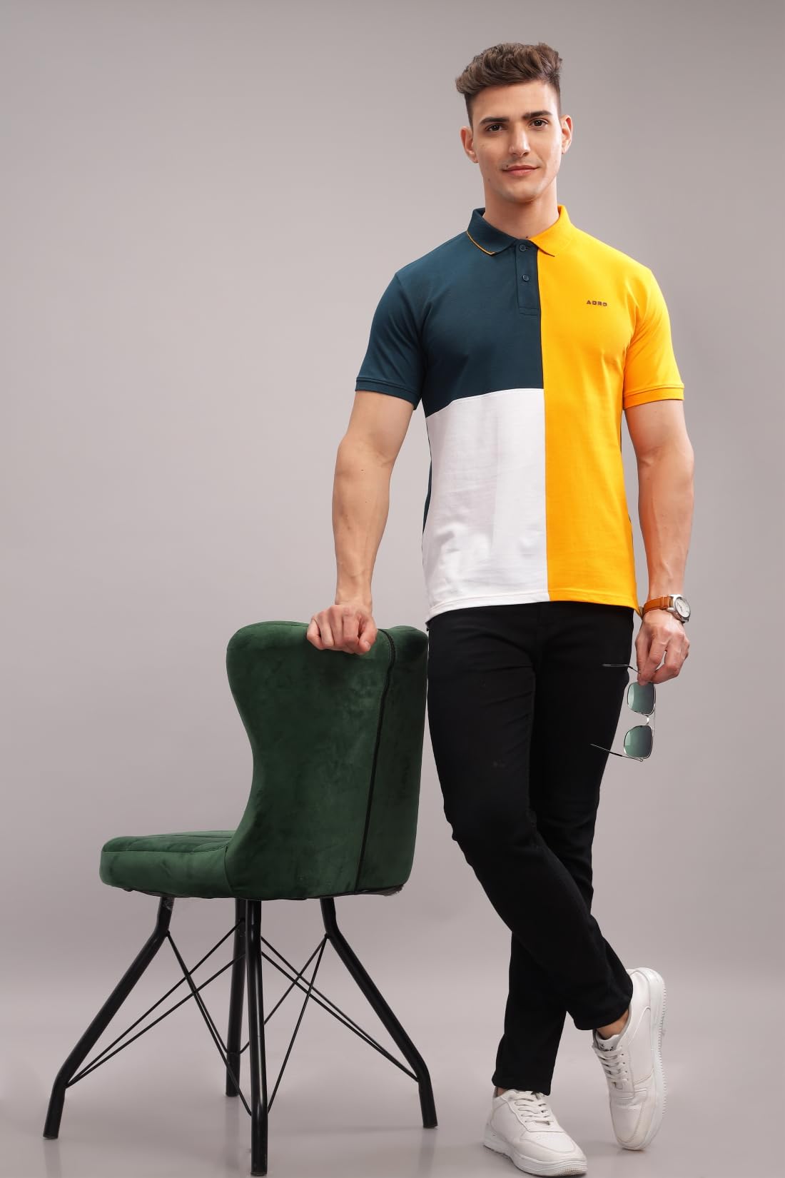 ADRO Regular Fit Polo Tshirt in 100% Cotton Multi Color Polo Also in Plus Size_PN24-L1-SBMUWH