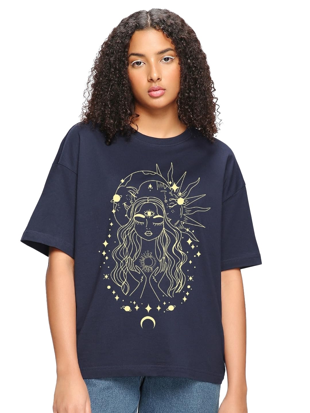 Bewakoof Womens Graphic Printed Oversized Fit Cotton T-Shirt