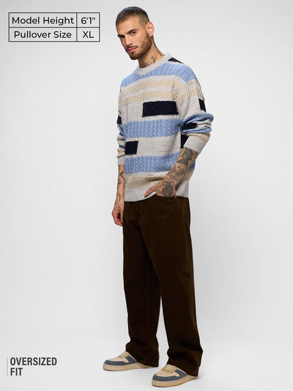 The Souled Store Official Cable Knit Pullover: Ocean Dune Oversized Pullovers for Men and Boys