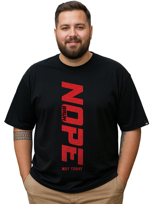 Bewakoof MenS Typography Oversized Fit Half Sleeve Round Neck Pure Cotton Plus Size T-Shirt_694205_Black_4Xl