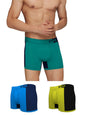 XYXX Mens Underwear Dualist IntelliSoft Antimicrobial Micro Modal Trunk Pack of 3 (Lime Punch & Black;Navigate & Black Iris;Bri