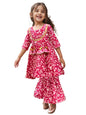 A.T.U.N. (All Things Uber Nice) A.T.U.N. Girls Ethnic Wear Sharara | Floral Fuchsia Printed Kurta With Sharara Set For Girls