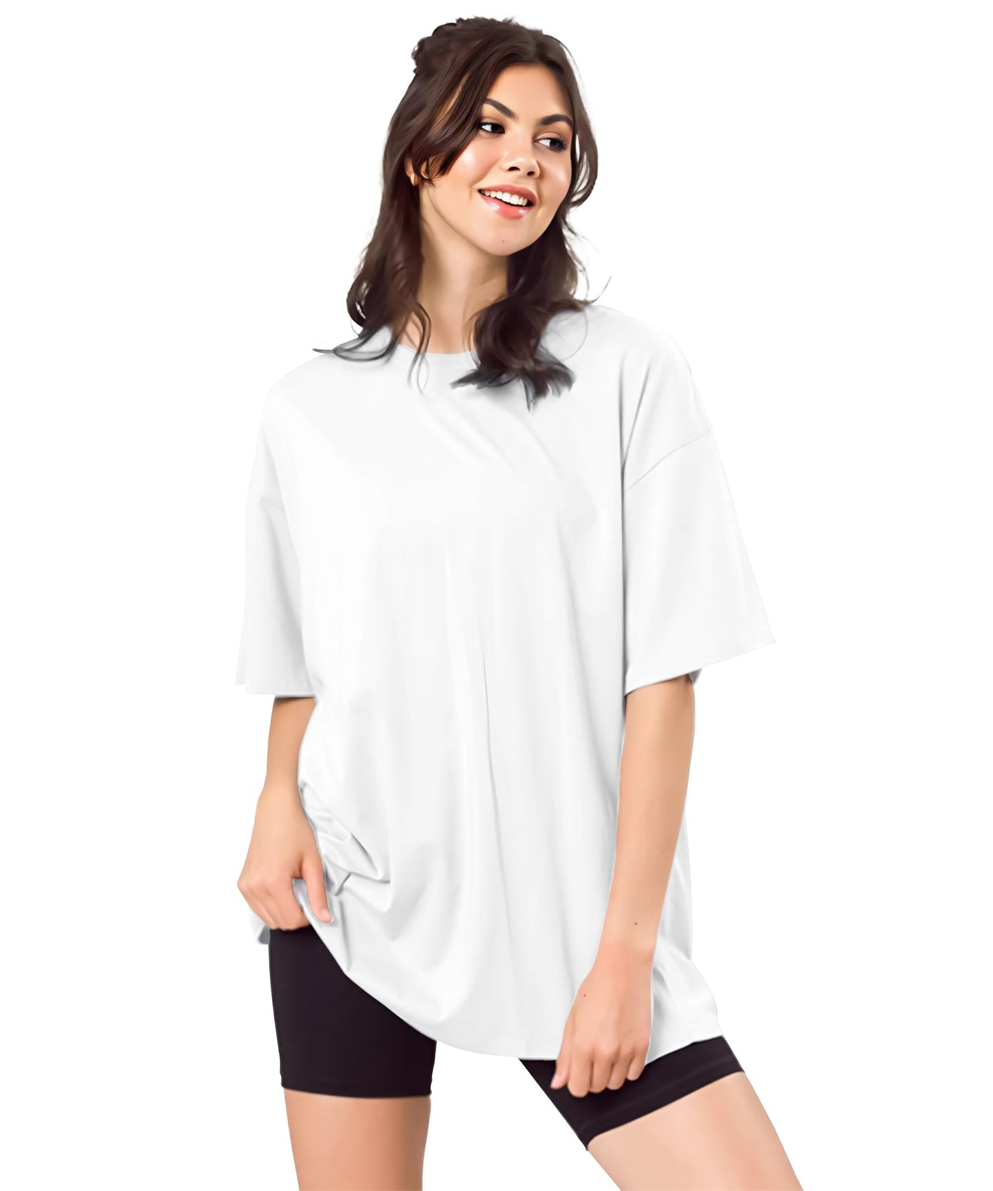 SHODOX Womens Cotton Blend Oversized Drop Shoulder Solid T-Shirt(Pack of 1)