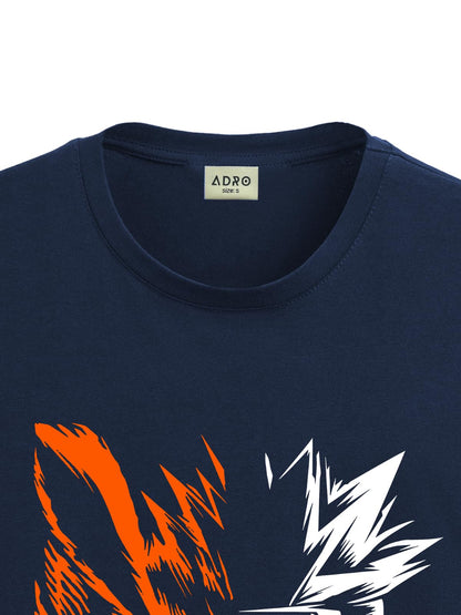 ADRO Mens Anime Naruto T Shirt - Premium Cotton Anime Tshirt - Perfect for Naruto Fans Print and Comfortable Fit Navy Blue T-Shi