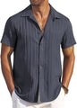 CB-COLEBROOK Mens Casual Button Down Soft Linen Shirts Short Sleeve Textured Summer Beach Shirts for Men (in, Alpha, XL, Regula