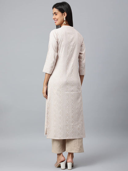 ANNI DESIGNER Women's Cotton Blend Straight Printed Kurta (Sufa)