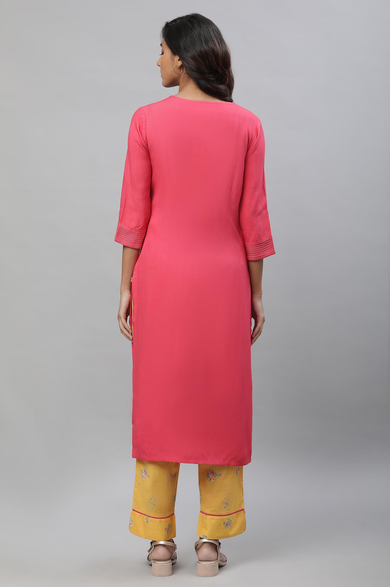 Aurelia WomenS Viscose Regular Kurta (24Fea14492-606466_Pink
