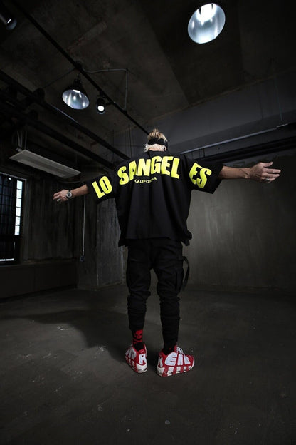 Thalasi MenS Cartoon Oversized Fit T-Shirt (Tts_668_Losangel_Black