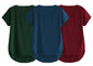 Fabricorn Combo Of Three Plain Maroon, Bottle Green And Airforce Blue V-Neck Up And Down Cotton Tshirt For Women (Maroon, Bottle