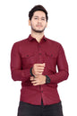 Rebelify MenS Cotton Shirt With Pockets Full Sleeves Spread Collar Solid Pattern Botton Down Closure Regular Fit And Standard L