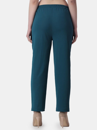 POPWINGS Casual Solid Trousers for Women || Straigh Leg Plain Women Trousers for Summer || Pull On Trousers for Women || Regular