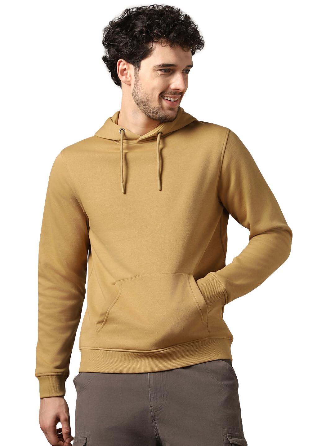 Nobero Elegant Unisex Oat Milk Cotton Solid Plain Hoody Sports Winter Gym Workout Running Travel Trekking Hooded Sweatshirts And