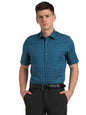 Turtle Men 100% Cotton Teal Green Check Regular Fit Formal Shirt